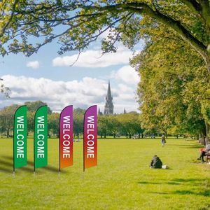 4 pezzi di Business Advertising Flags Open Feather Kit con palo e palo a terra 4Banner 4 bandiere 4 pali per uso promozionale - Product Image 3