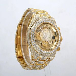 Luxury Men's Silver Moissanite Sapphire Crystal ETA Quartz Analog <b>Watch</b> Round <b>Case</b> Butterfly Clasp 15mm Band Water Resistant 10m - Product Image 1