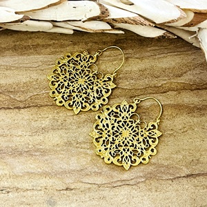 Pendientes Boho de Moda, Joyería Tribal de Latón para Mujer, Chapados en Oro de 18k, Filigrana, Mandala, Geométricos, Aros, Venta al por Mayor/OEM/ODM - Product Image 4