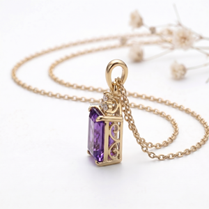 Colgantes y Dijes Finos de Lujo con Corte Esmeralda en Violeta, Oro Blanco, Joyería de Acuario y Piscis, Colección de Regalos Exclusivos, Más Vendidos 2026 - Product Image 2