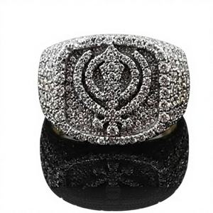 แหวนเงินแท้ 925 ชุบทองคำขาว 18K ประดับเพชรเลี้ยงในห้องปฏิบัติการ สำหรับผู้ชาย เหมาะสำหรับงานหมั้น งานแต่งงาน งานปาร์ตี้ สไตล์ฮิปฮอป - Product Image 1