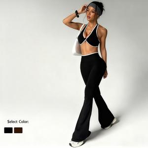 New Women Contrast Color 2 Piece Seamless Compression Sportswear Tank Top & <b>Butt</b> <b>Lift</b> <b>Leggings</b> Fitness Yoga Set - Product Image 6
