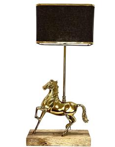 Golden Horse Base Table Lamp With Black Fabric Rectangular Shade Contemporary <b>Decorative</b> <b>Lighting</b> For Bedroom - Product Image 3