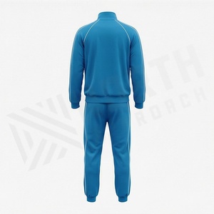 Survêtement unisexe bleu à fermeture éclair intégrale, col montant, couleur unie, vêtements de sport décontractés, respirant, en polyester, pour adulte, à porter en automne - Product Image 2