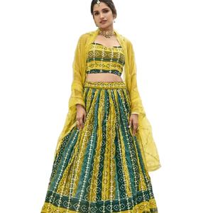 Último diseñador Pure Faux Georgette Sequence Work Lehenga Choli Ropa india y pakistaní de Fab Zone - Product Image 1