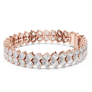 Conjunto de Pulsera de Oro Rosa de 18 Quilates con Diamantes Cultivados en Laboratorio con Corte Pera y Baño de Rodio para Uso Diario/Oficina/Boda/Compromiso para Mujer - Product Image 1
