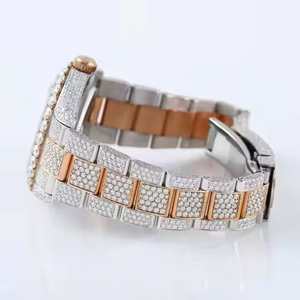 Trendy <b>Arabic</b> Rose Gold Diamond Sport <b>Watch</b> VVS1 Iced Diamonds Stainless Steel Band ETA Movement Analog Dial Display Valentine - Product Image 2