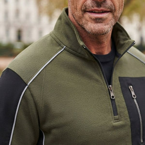 Sudadera con Cierre de Cremallera en el Cuello para Hombre, Color Verde Oliva Oscuro, Diseño Ergonómico Moderno, Precio al por Mayor - Product Image 5