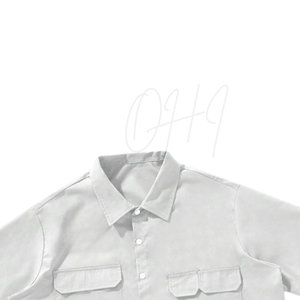 Camisa Blanca Personalizable de Manga Corta para Hombre, 100% Algodón, Logotipo Frontal, Fabricación OEM/ODM, Diseño Moderno con Bolsillo Utilitario - Product Image 5