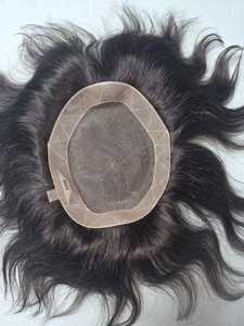 Perruque Toupee en Cheveux Humains Brésiliens Remy de Los Angeles pour Hommes, Courte, avec Dentelle Frontale et Base en Dentelle, Couleur Naturelle - Product Image 2