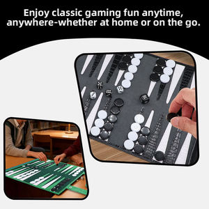 Juego de Backgammon de Viaje Enrollable de Cuero, Juego de Mesa Portátil de PVC y Cuero para Viajes y Actividades al Aire Libre - Product Image 5