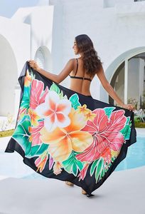 Pareo de playa para mujer, falda cruzada estampada con abertura alta para traje de baño, bikini, vacaciones de verano y fiestas - Product Image 3