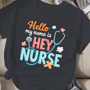 Bonjour mon nom est hey NURSE t-shirt comfit femme - Product Image 4