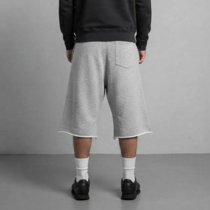 Shorts pour hommes personnalisés en molleton 100% coton, couleur unie, taille élastique, décontractés, respirants, écologiques, style streetwear, pour la gym et la course à pied - Product Image 6