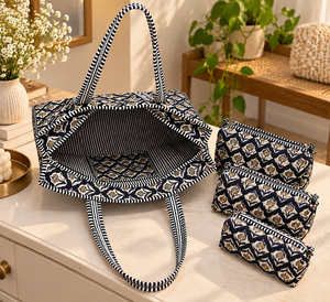Handmade Quilted Vintage <b>Lady</b> Fashion Tote Bag Zipper Closure Canvas Lining Lightweight Inner Pockets Winter Travel Shopping - Product Image 2