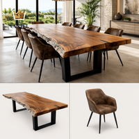 Ensemble de table à manger et de chaises rembourrées Vantel de luxe pour projet de mobilier complet de villa, fournisseur export