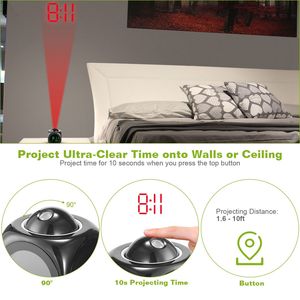 Reloj Despertador Inteligente con Proyección LCD, Funciona con Batería, con Transmisión de Voz, Función de Repetición y Visualización de Temperatura, Sistema de Hora de 12/24 Horas - Product Image 3