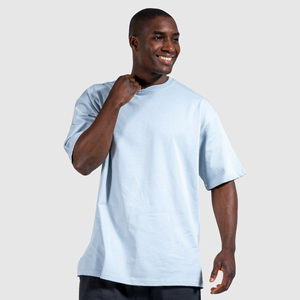 Camisetas Personalizadas de Algodón/Fibra de Bambú para Hombre, Tallas Grandes, Estilo Hip Hop, Hombros Caídos, Lisas, Venta al Por Mayor 2026 - Product Image 1