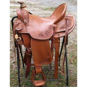 Silla de montar de cuero genuino con diseño repujado, de alta calidad, para carreras europeas y equitación. - Product Image 2