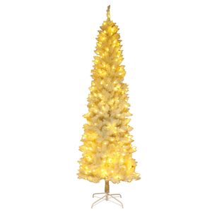 FCH 6.5ft Flocking Tied <b>Light</b> Christmas <b>Tree</b> Elegant and Luminous Decor for Festive Season - Product Image 4