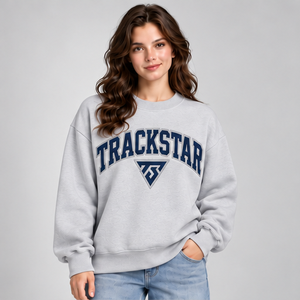 Sweat-shirt à col rond pour femme, couleur unie gris chiné clair, style universitaire, manches longues, logo personnalisé - Product Image 1