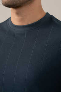 Camisetas de Manga Corta para Hombre Hechas en Pakistán, Personalizadas, de Algodón Tejido, Color Azul Marino Texturizado, Estilo Moderno para el Verano - Product Image 4