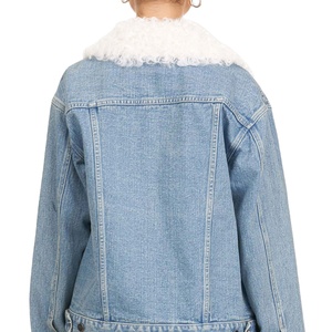 Veste en jean délavé à la pierre de qualité supérieure pour hommes et femmes avec broderie de perles partout Logo personnalisé Veste en jean vierge pour femmes - Product Image 3