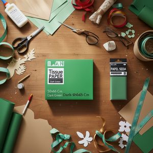 Carta velina Ilan 50x66 cm verde scuro per artigianato e confezionamento - Product Image 3