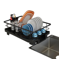 Égouttoir à vaisselle double niveau en plastique PP, support de rangement carré sur pied, organisateur de vaisselle minimaliste pour cuisine, empilable et pliable