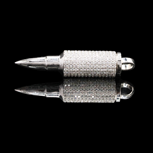Spike Pendant <b>Charm</b> <b>Silver</b> Plated Alloy Round Brilliant Cut Crystal Rhinestone Micro Insert Hiphop Unisex Gift Jewelry - Product Image 5