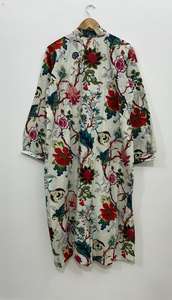 Vestido Kurti de Algodón con Estampado Floral Rosa Hecho a Mano, Ropa Informal Estilo Boho - Product Image 6