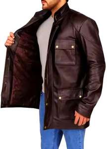 Abrigo Largo de Cuero Vacuno Transpirable de Alta Calidad para Hombre, Nuevo Abrigo Largo de Cuero a la Moda para Hombre - Product Image 4