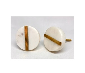 Produit le plus vendu : Bouton rond en marbre avec finition laiton, taille personnalisée, design moderne hautement poli, bouton de meuble en marbre pour armoire - Product Image 1