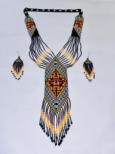 BEST SALE TRENDY Handmade Seed <b>Bead</b> Necklace with Earrings: Boho American Style jewellery <b>Set</b> FOR GIFT, WEDDING , ANNIVERSARY - Product Image 3