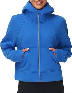 Customized Gym Women's Full-Zip Up Hoodies <b>Jacket</b> Fleece <b>Workout</b> Crop Tops Sweatshirts with Pockets Thumb Hole - Product Image 1