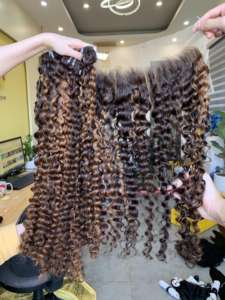 Cuticule eurasienne alignée 100% vierge Remy perruque de cheveux humains faite à la main unique donneur cheveux Vietnam Curl Style 30 pouces - Product Image 6