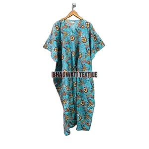 Caftán indio de algodón orgánico hecho a mano para mujer, cómodo, de longitud media, ecológico, lavable, estampado Digital, cubierta de playa dulce - Product Image 5