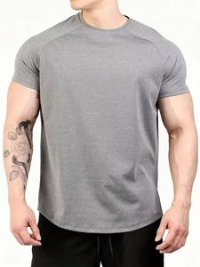เสื้อยืดคอกลมทรงหลวมไหล่ตกสำหรับผู้ชาย คุณภาพสูง ผ้าฝ้าย 100% รับออกแบบโลโก้ พิมพ์ลายถัก ป้องกันการเป็นขุย - Product Image 3