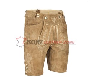 Cuero genuino alemán bávaro Lederhosen para hombres Oktoberfest disfraz de talla grande características de maternidad bordado ligero - Product Image 6