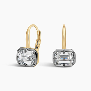 Women's Yellow Gold <b>Emerald</b> Cut Diamond Earrings Classic Style Wedding Jewelry 18K Plated Labl Stone - Product Image 3