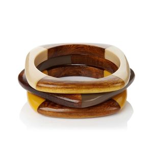 Bracelets artisanaux en résine et bois avec texture de bois naturel, composants de bijoux faits à la main - Product Image 1