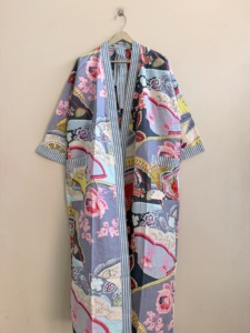 Bata kimono larga de algodón transpirable para mujer - Product Image 4
