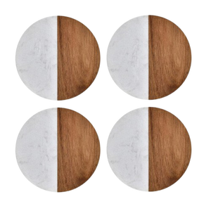 Ensemble de dessous-de-verre en marbre et bois, rectangulaires, antidérapants, modernes, pour table - Product Image 6