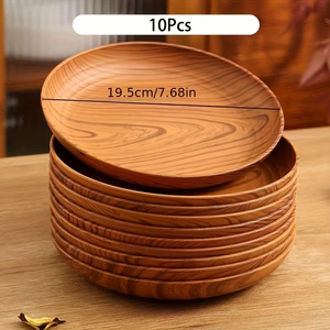10 pièces de plateaux en bois ronds, plateaux de service en bois naturel, plateaux pour le petit-déjeuner, pour restaurant occidental, pour usage domestique - Product Image 6