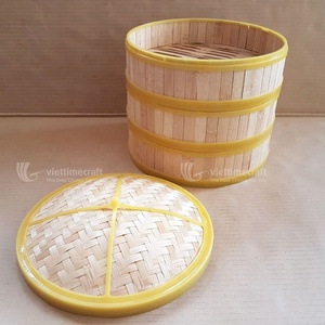 Pantalla de vapor de ratán de 3 niveles, cesta de bambú Dim Sum para cocina, venta al por mayor, artesanía de Vietnam - Product Image 2