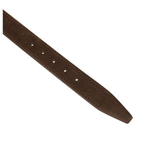 Ceinture formelle en cuir véritable marron uni en cuir de vachette avec boucle ardillon rectangulaire argentée durable pour homme - Product Image 3
