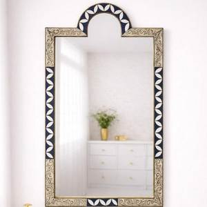 Miroir décoratif mural de luxe de style moderne, fait main en Inde, écologique, avec incrustations en os et éclairage intégré, idéal comme cadeau - Product Image 3