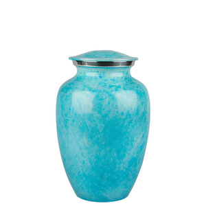 Radiance American Style Brass Cremation Urn <b>for</b> Adult <b>Ashes</b> Sky Blue Silver Finish Durable Memorial <b>Keepsake</b> Container - Product Image 3