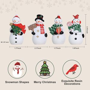 Set di 4 Palline di Natale in Resina a Forma di Pupazzo di Neve, Ornamenti per Albero, Decorazioni Rustiche da Interno, Miniature da Collezione per Tavolo Natalizio - Product Image 2