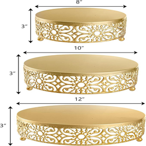 Elegant Metal <b>Cake</b> <b>Stand</b> Set Round Decorative Wedding Party Display <b>3</b> <b>Tier</b> Gold Finish Dessert Display Cupcake <b>Stands</b> Wedding - Product Image 2